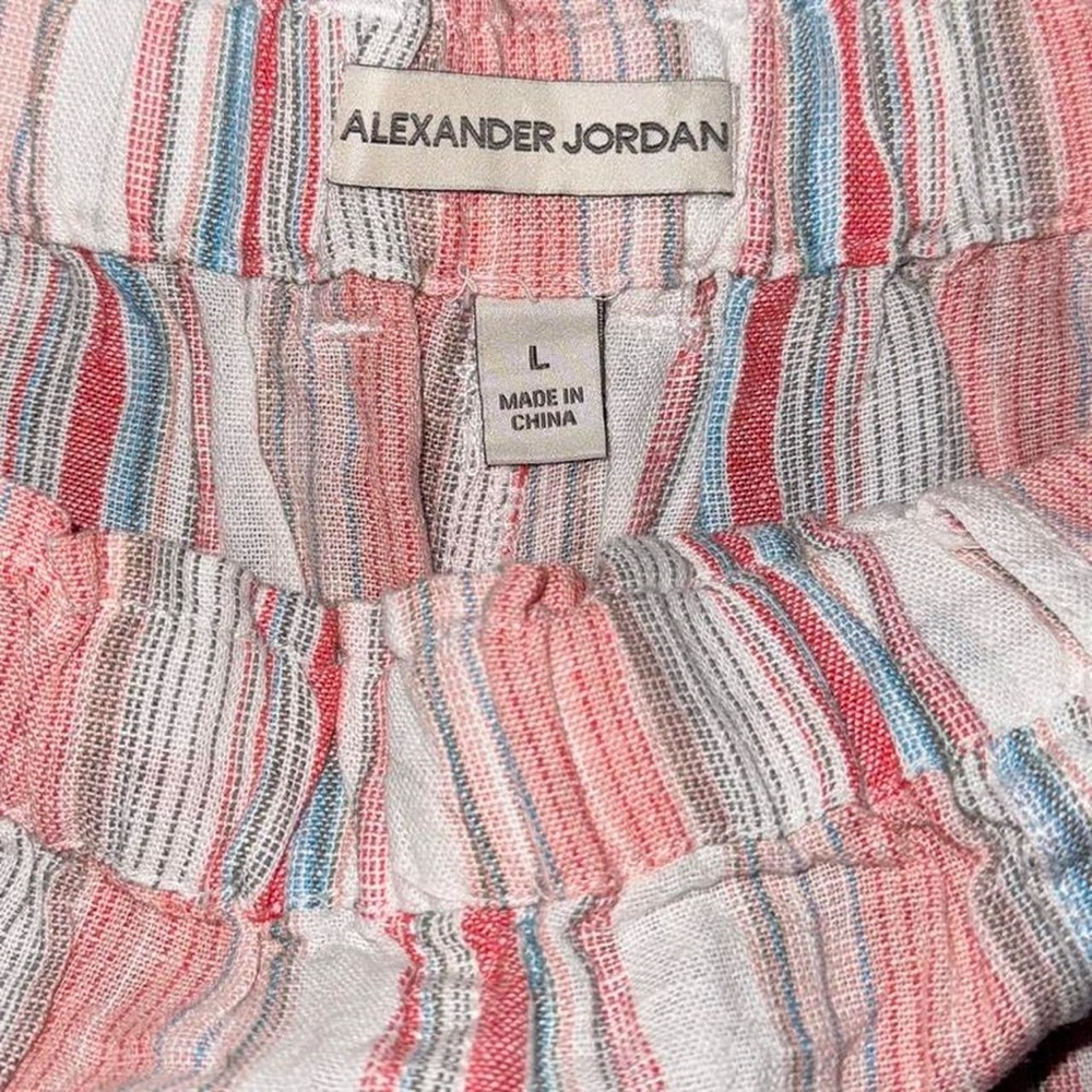 Pink and White Striped Linen High Waisted Shorts - Picture 2 of 8